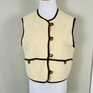 House of Harlow 1960 Cream and Brown Sherpa Vest